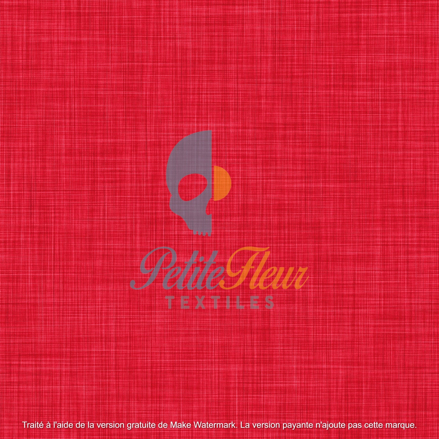 Coton spandex imprimé effet lin rouge