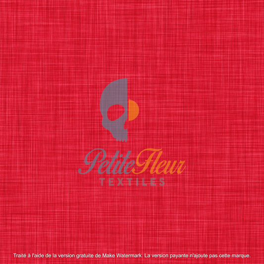 Coton spandex imprimé effet lin rouge