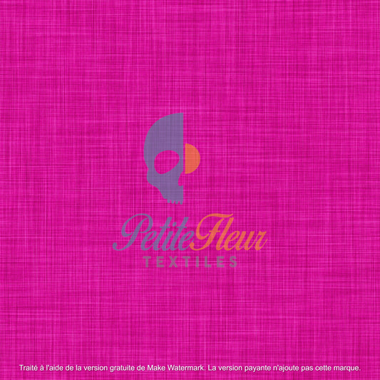 Coton spandex imprimé effet lin fushia