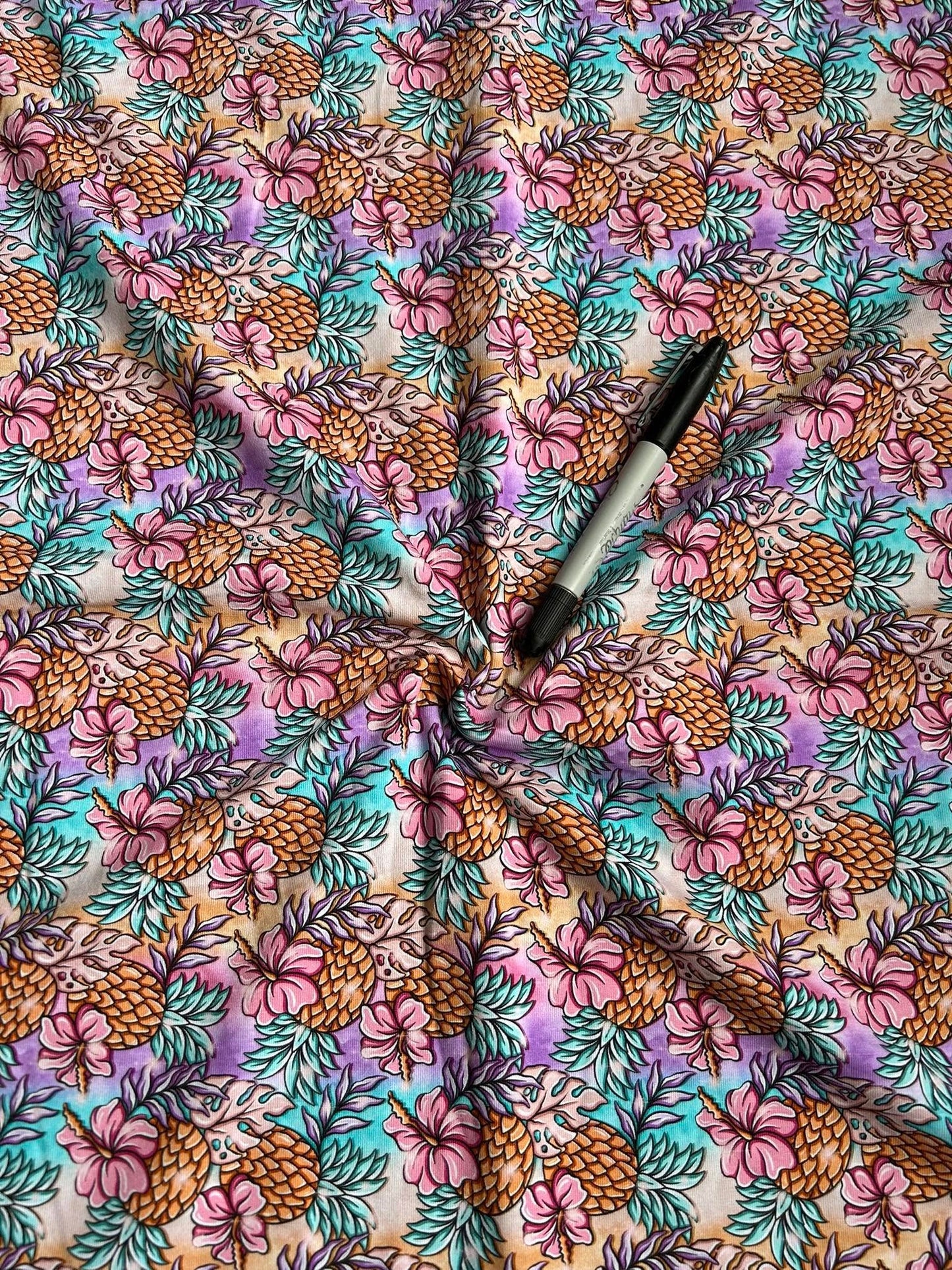 Coton spandex 220 gsm - Ananas Floral