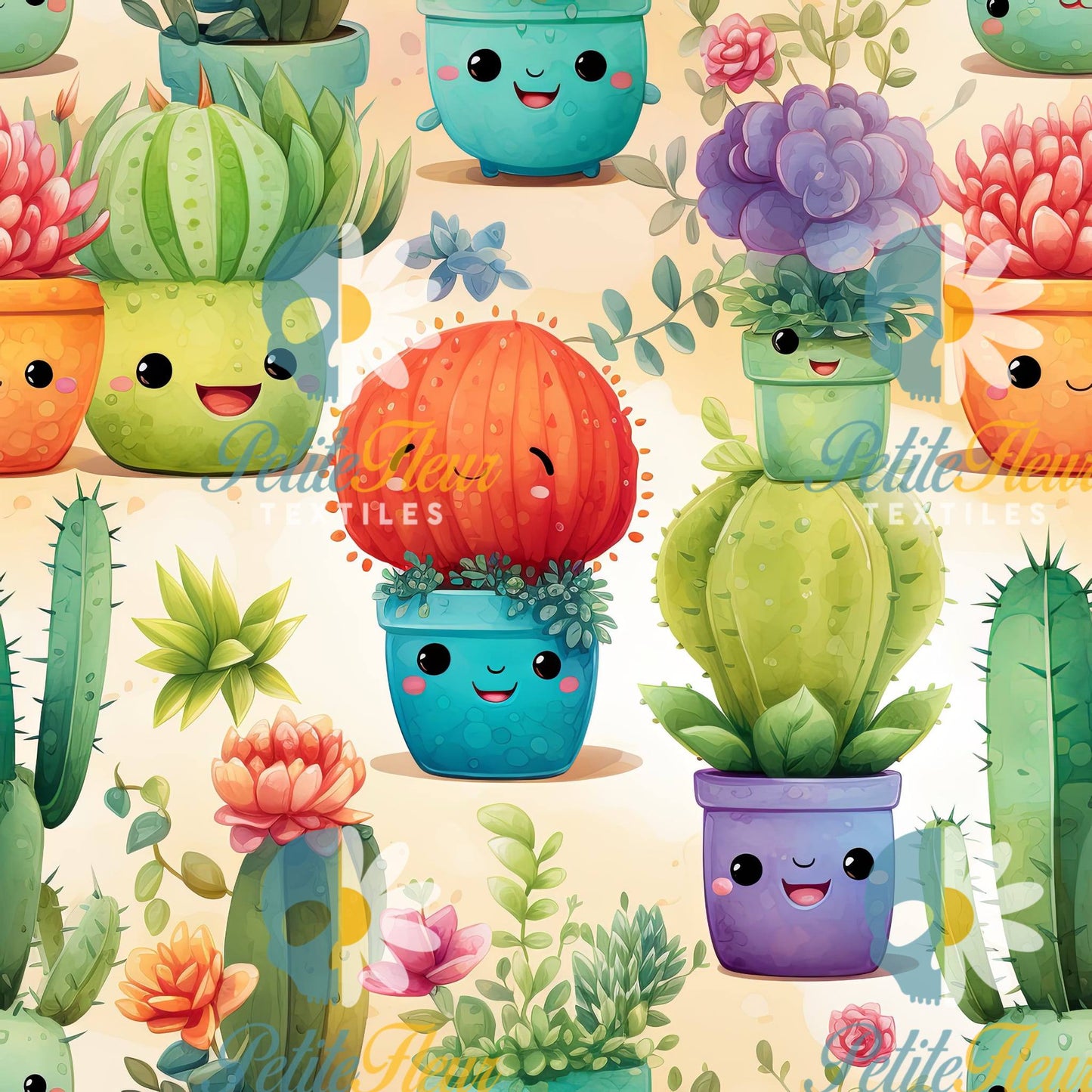 Préco - Cactus Kawaii fond clair