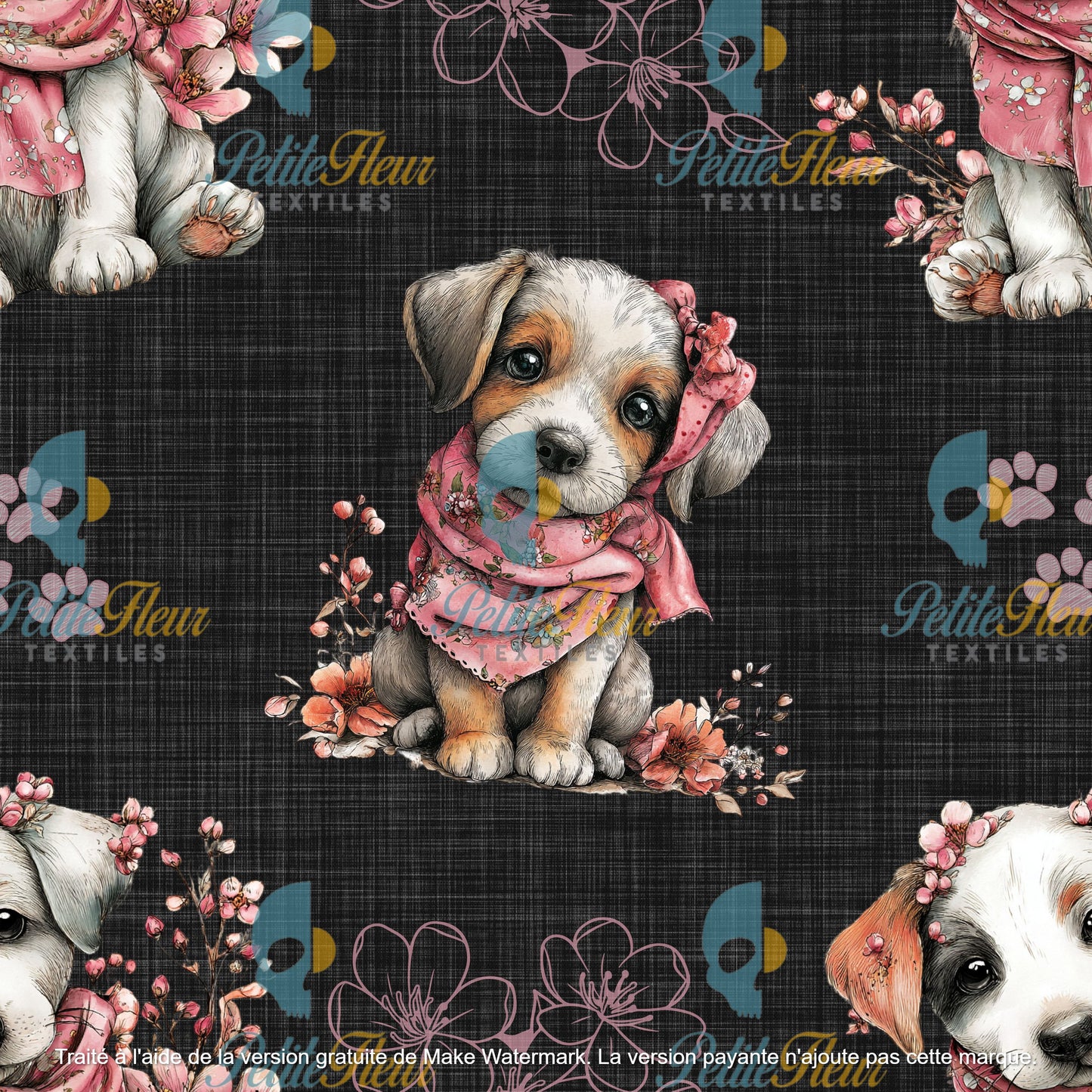 Préco - Chien floral rose