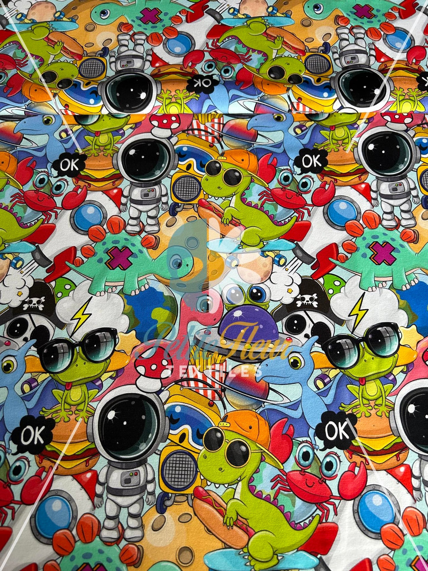 Coton spandex Dinos méli mélo