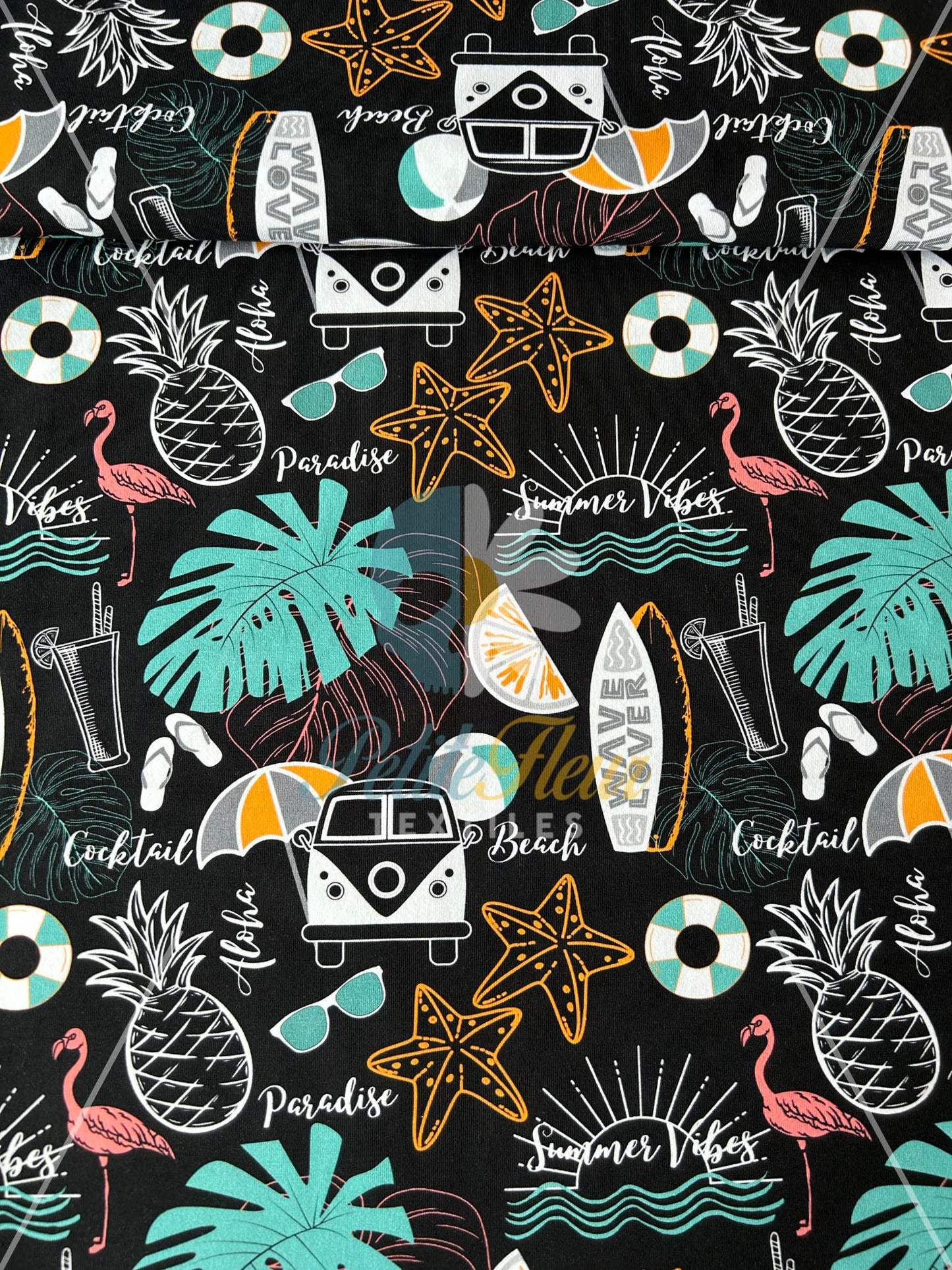 Coton spandex Exotique noir