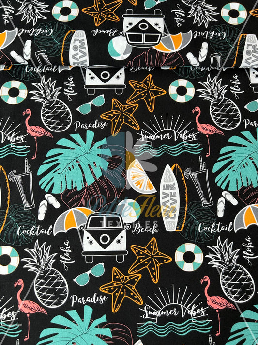 Coton spandex Exotique noir