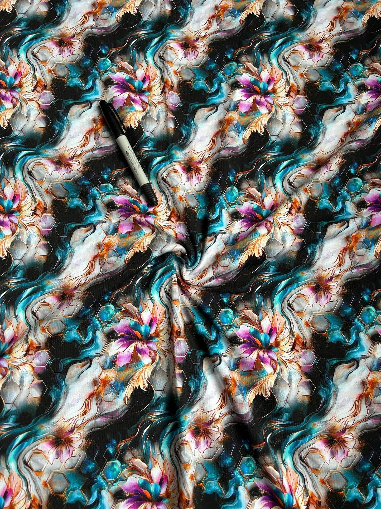 Coton spandex - Géo Floral