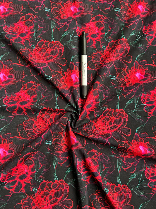 Coton spandex 220 gsm - Néon Floral 2