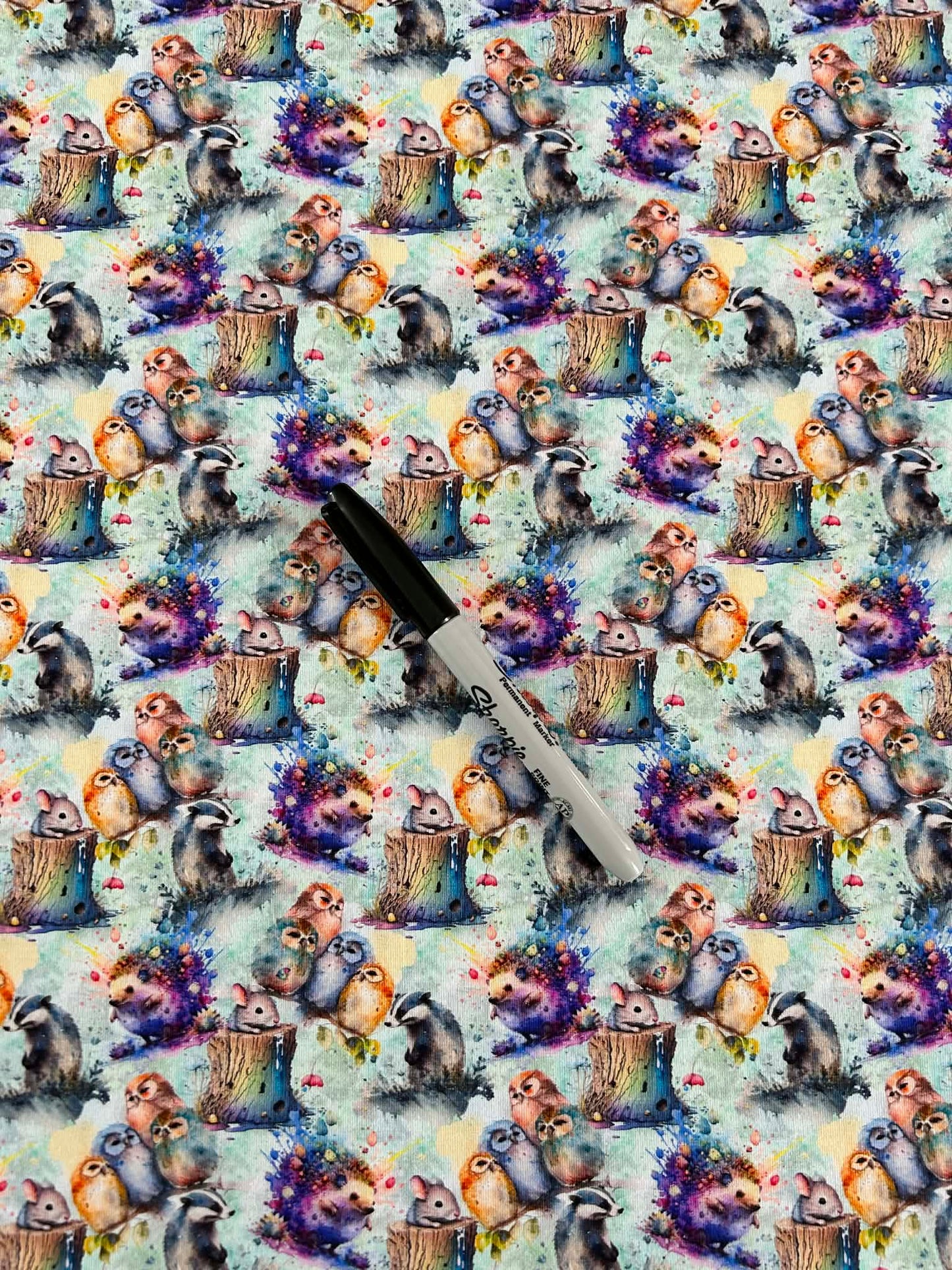 Coton spandex - Animaux watercolor