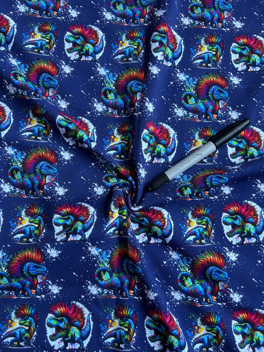 Coton spandex - Dino Punk