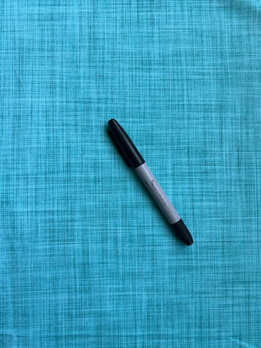 Coton spandex imprimé effet lin aqua