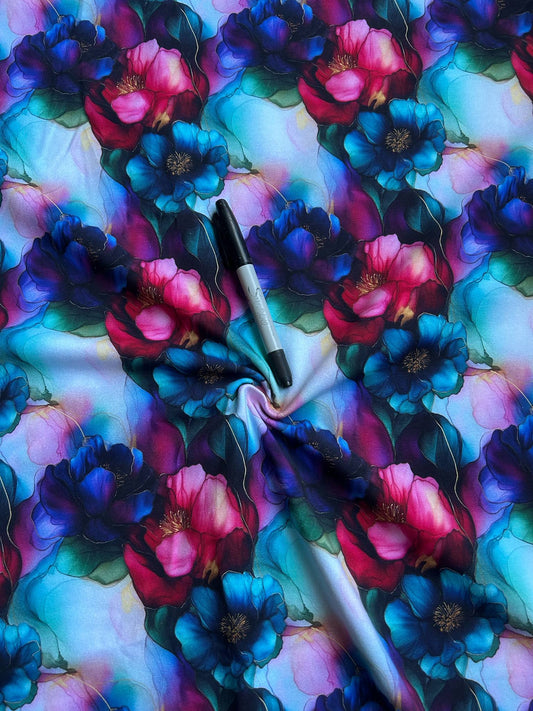 Coton spandex - Floral ombré