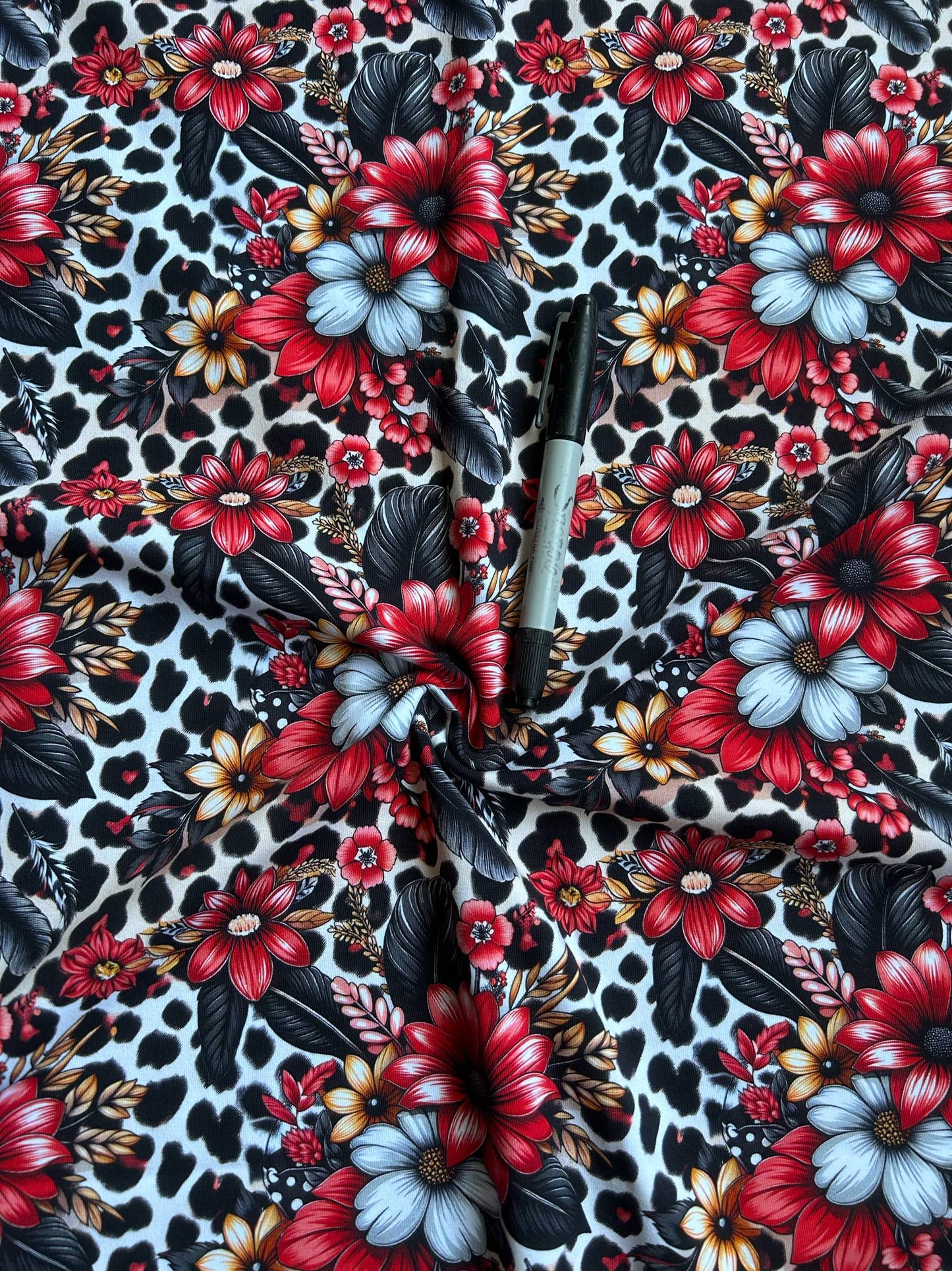 Coton spandex - Rouge marguerite