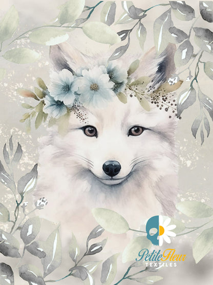 Panneau doudou et son coordonné - Blanc renard