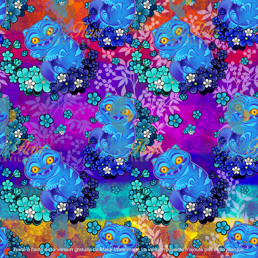 Préco - Chat bleu sur fond coloré