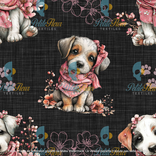 Préco - Chien floral rose