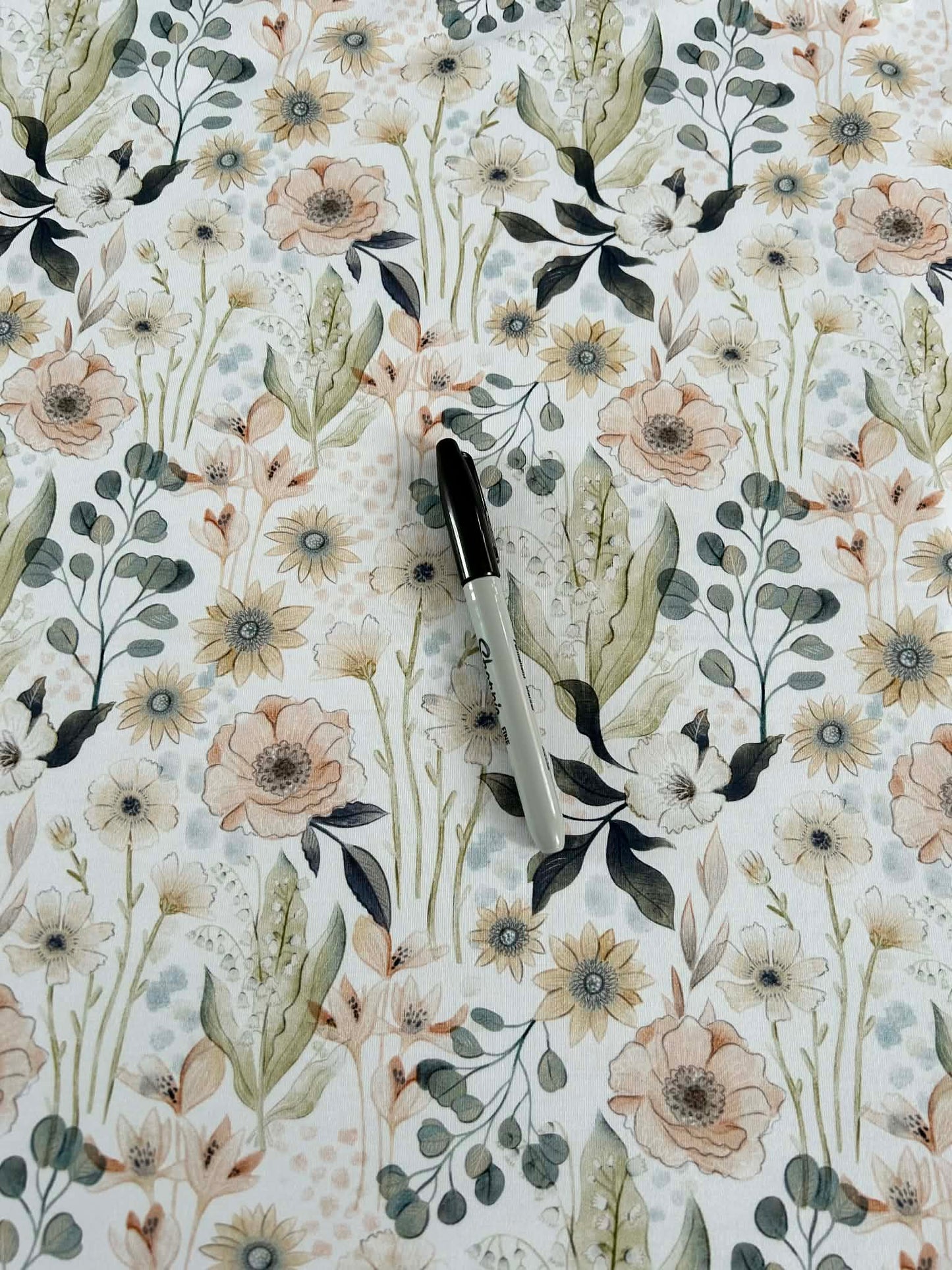 Coton spandex - Fleurs douces