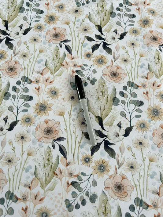 Coton spandex - Fleurs douces