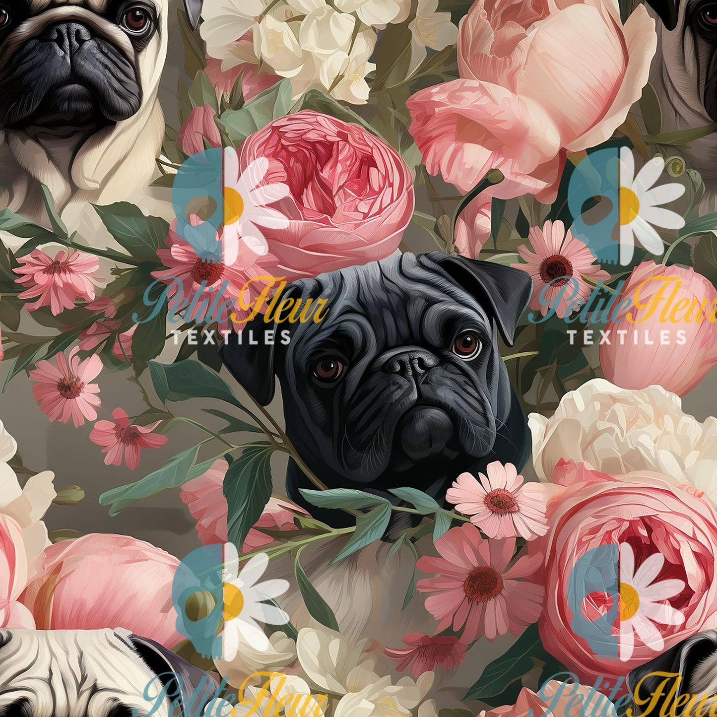 Préco - Pug en fleurs