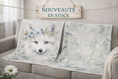 Panneau doudou et son coordonné - Blanc renard