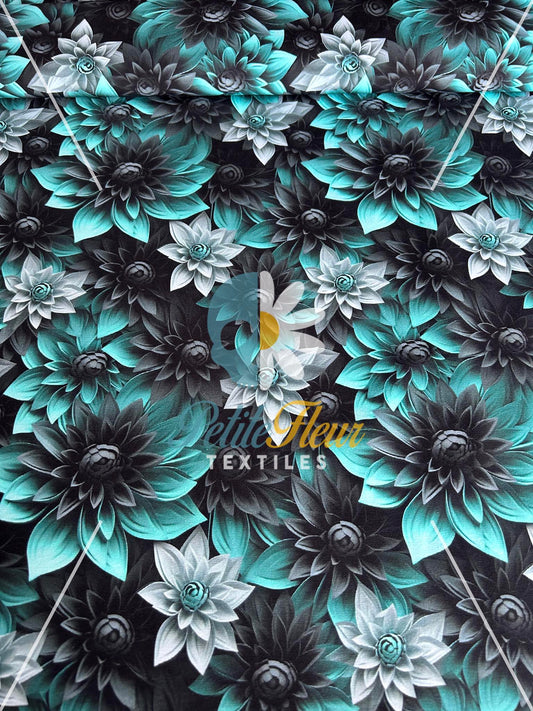 Cotton Spandex Succulents Aqua