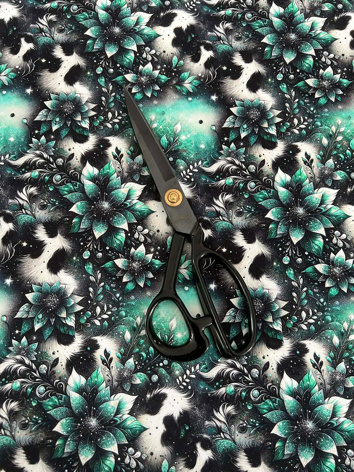 Coton spandex Teal Givré