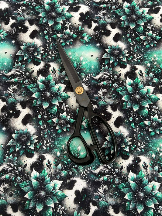 Coton spandex Teal Givré