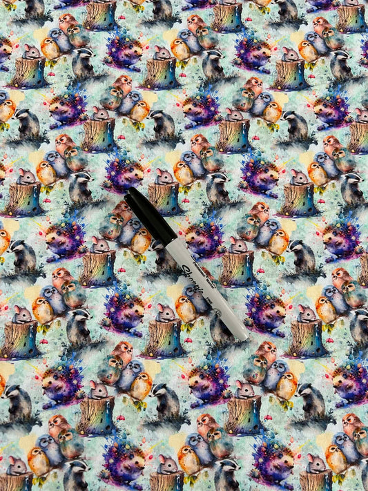 Coton spandex - Animaux watercolor