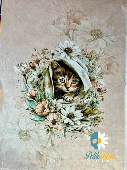 Panneau doudou - Petit chaton floral