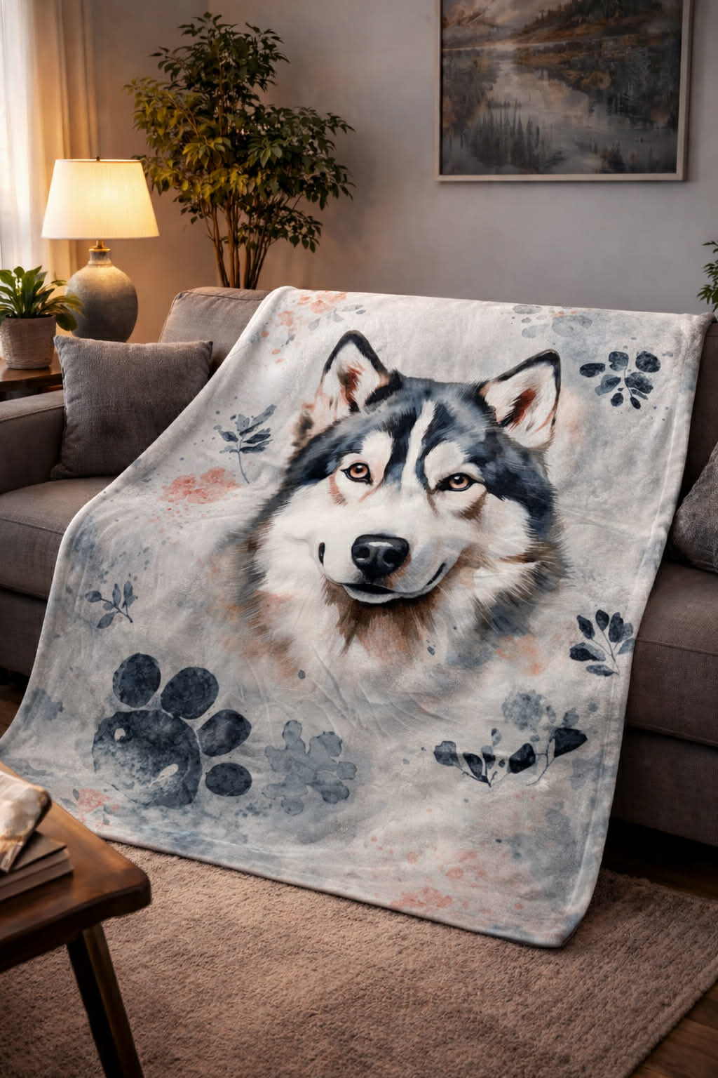 Panneau doudou grand format - Husky
